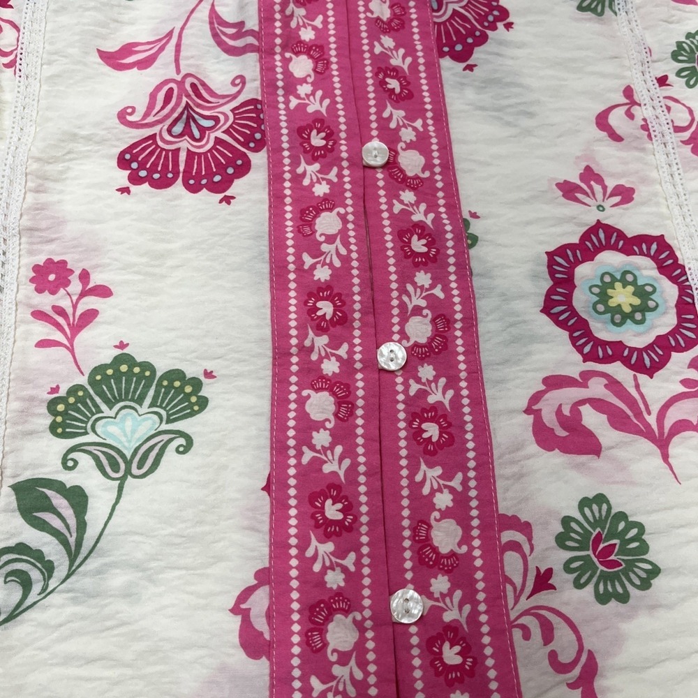 Lane Bryant Top Pink Floral Button Down Blouse Size 20 Lace Trim Spring Easter - Picture 10 of 10